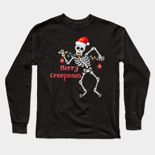 merry creepmas skeleton christmas Long Sleeve T-Shirt